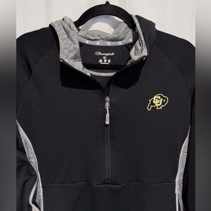 Champion Colorado Buffaloes CU Performance 1/4 Zip Hoodie Black Gray Womens XL